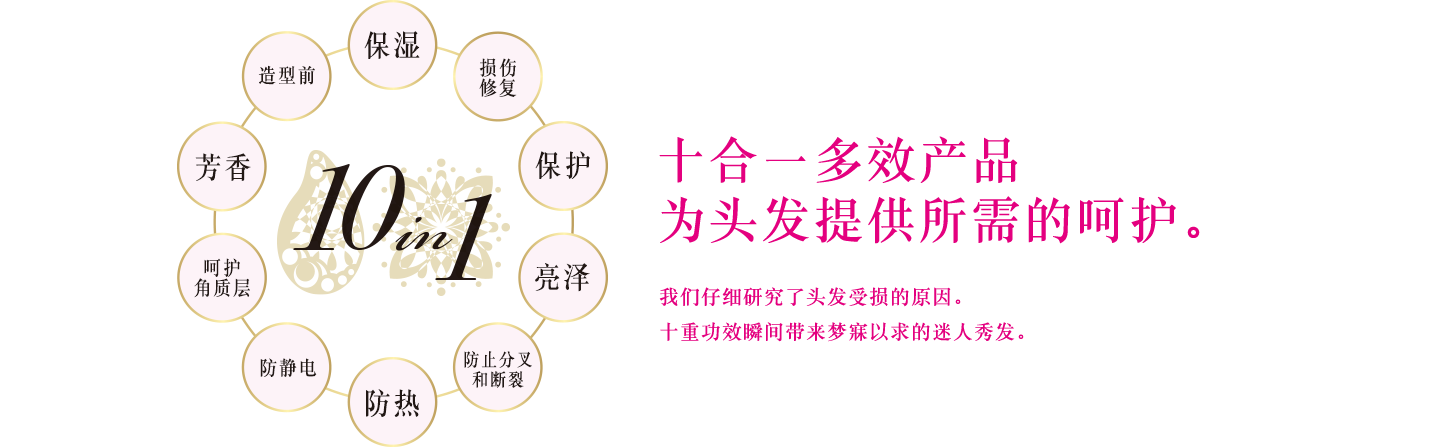 十合一多效产品为头发提供所需的呵护。