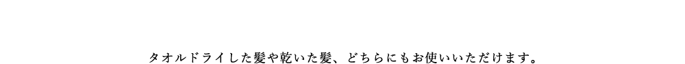 今日から早速！タオルドライした髪や乾いた髪、どちらにもお使いいただけます。
