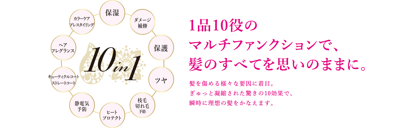 1品10役のマルチファンクションで、髪のすべてを思いのままに。