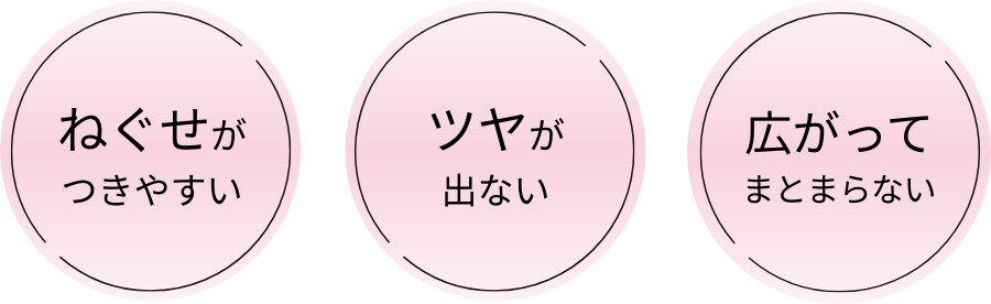 ねぐせがつきやすい / ツヤが出ない / 広がってまとまらない